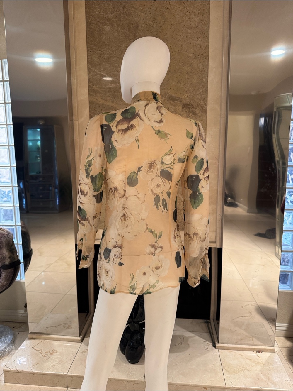 Dolce & Gabbana Vintage 100% Silk Rose Floral Bow Tie Blouse - Picture 8 of 10